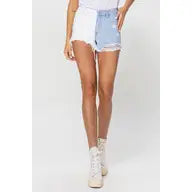 Rebecca High Rise Color Block Jean Shorts